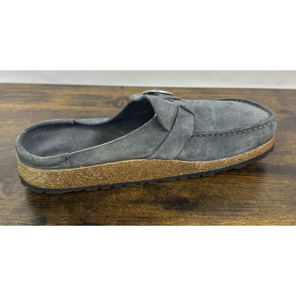 Birkenstock Buckley Blue Grey Suede Clog Cork Shoes Size 41 Women's 10 Men's 8 - Picture 3 of 14